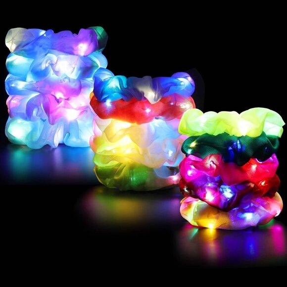 LED Hair Scrunchies 15PCS Multi Color Light Up Hair Ties for Girls Women main image 9